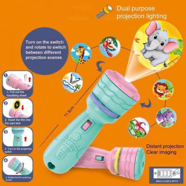 Projection Kids Handy Flash Light With 3 Cards (Mix/Random Cards)